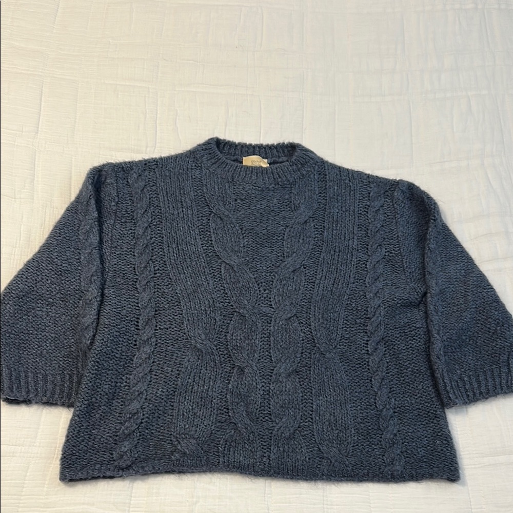 DX Collection Italian Cable Knit Mohair Wool Sweater